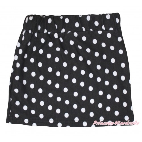 Black White Dots Girls Cotton Skirt P258