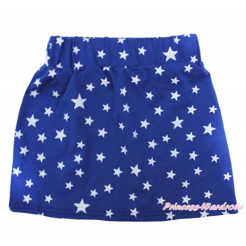 Royal Blue White Star Girls Cotton Skirt P262
