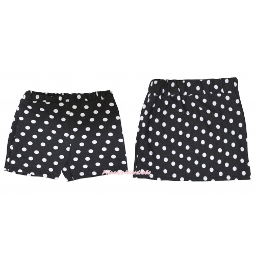 Black White Dots Cotton Short Panties & Skirt 2 Piece Set PS027