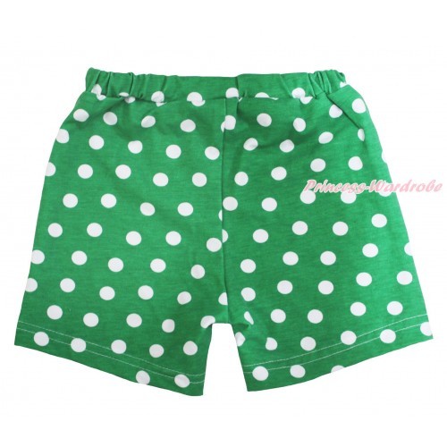Kelly Green White Dots Cotton Short Panties PS039