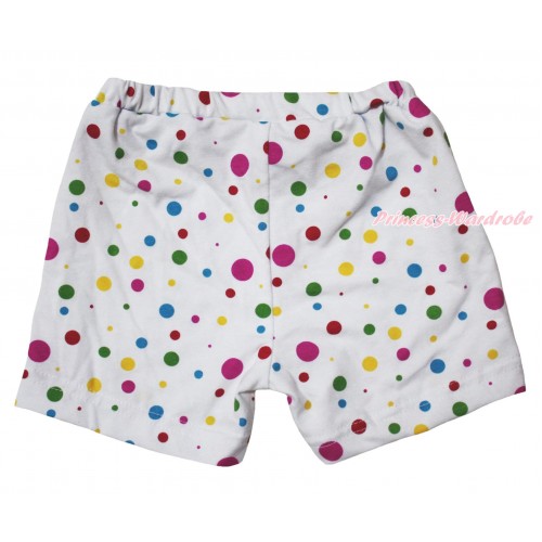 White Rainbow Dots Cotton Short Panties PS041