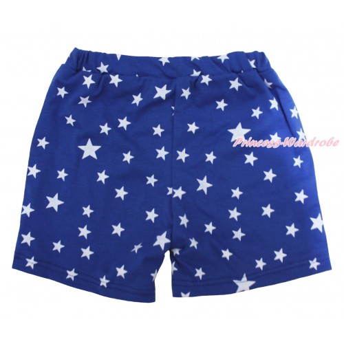 Royal Blue White Star Cotton Short Panties PS042