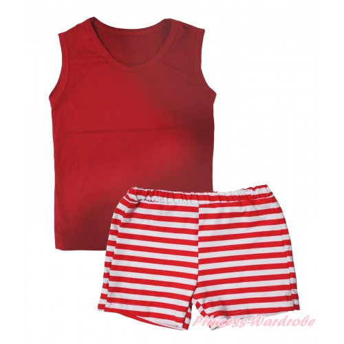 Red Tank Top & Red White Striped Girls Pantie Set MG2532