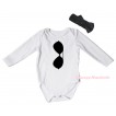 White Baby Jumpsuit & Black Glasses Painting & Black Headband Bow TH771