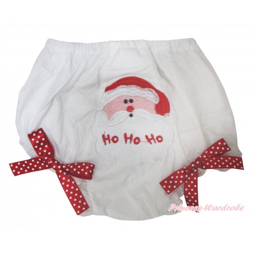 Santa Claus Print White Panties Bloomers With Minnie Dots Bow BC207