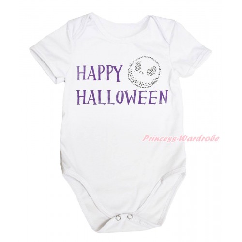 Halloween White Baby Jumpsuit & Happy Halloween Painting & Jack Print TH758