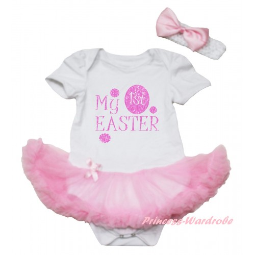 Easter White Baby Bodysuit Light Pink Pettiskirt & Sparkle Pink My 1st Easter Painting JS6494