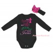 Easter Black Baby Jumpsuit & Sparkle Forget Eggs Give Me Jesus Painting & Black Headband Hot Pink Bow TH899
