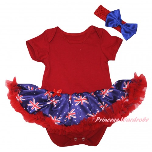 American's Birthday Red Baby Bodysuit Jumpsuit Red Patriotic British Pettiskirt JS6583