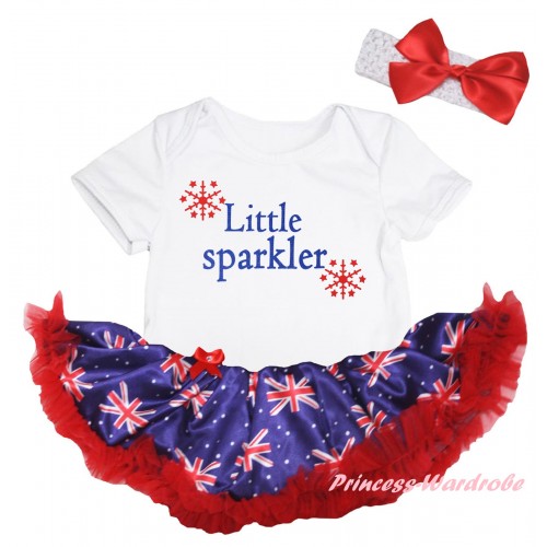 American's Birthday White Baby Bodysuit Jumpsuit Red Patriotic British Pettiskirt & Little Sparkler Painting Painting JS6602