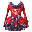 American's Birthday Red Pettitop Patriotic American Lacing & Red Patriotic American Trimmed Pettiskirt & White Happy 4th Of July Painting MG3003