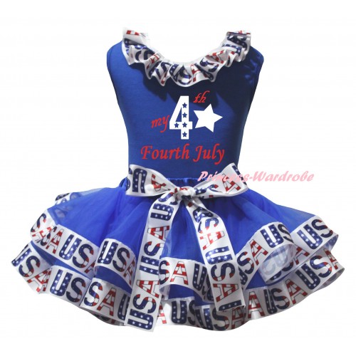American's Birthday Blue Pettitop White USA Lacing & Blue White USA Trimmed Pettiskirt & My 4th Fourth July Painting MG3061