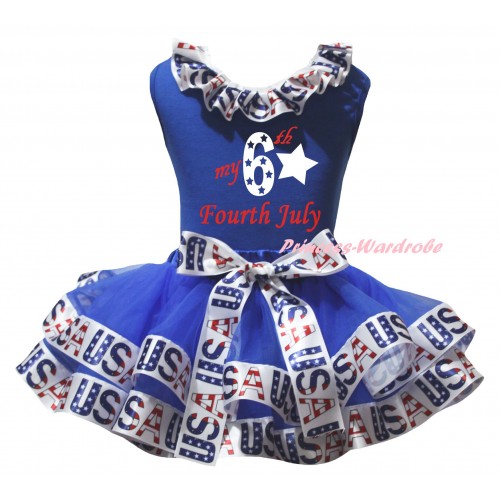 American's Birthday Blue Pettitop White USA Lacing & Blue White USA Trimmed Pettiskirt & My 6th Fourth July Painting MG3063