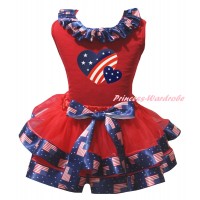 American's Birthday Red Baby Pettitop Patriotic American Lacing & Red Patriotic American Trimmed Newborn & Patriotic American Heart Painting NG2492