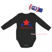 American's Birthday Black Baby Jumpsuit & Happy 4th Of July Painting & Blue Headband Bow TH951