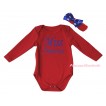 American's Birthday Red Baby Jumpsuit & Blue Miss America Painting & Red Headband Bow TH956