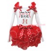 White Tank Top Red Ruffles Minnie Dots Bows & Cause I'm All About That Base Print & Hot Red Petal Pettiskirt MG3080