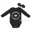 Black Baby Jumpsuit & Mamas Boy And Daddys Joy Painting & Black Headband Bow TH998