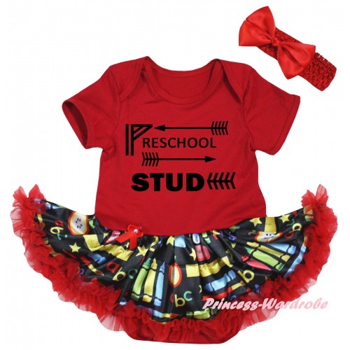 Red Baby Bodysuit Red Stationery Pettiskirt & Preschool Stud Painting JS6784
