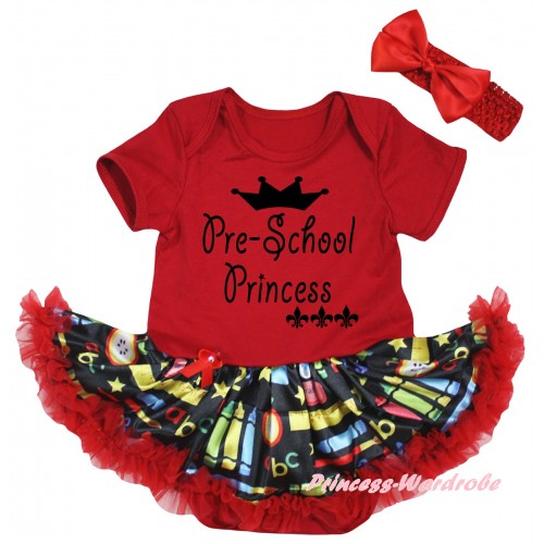 Red Baby Bodysuit Red Stationery Pettiskirt & Pre-School Princess Painting JS6787