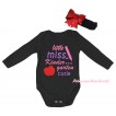 Black Baby Jumpsuit & Little Miss Kindergarten Cutie Painting & Black Headband Red Bow TH1056