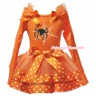 Halloween Orange Tank Top Orange Ruffles Bows & Orange Anchor Trimmed Pettiskirt & Spider Web Painting MG3197