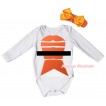 Halloween White Baby Jumpsuit & Salmon Painting & Orange Headband Orange Bow TH1073