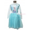 Frozen Elsa Light Blue Long Sleeve Dress Dress Up Party Costume C002