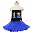 Frozen Anna Black Halter Royal Blue ONE-PIECE Dress & 1st Sparkle White Birthday Number Princess Anna LP91