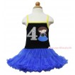 Frozen Anna Black Halter Royal Blue ONE-PIECE Dress & 4th Sparkle White Birthday Number Princess Anna LP94