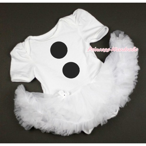White Baby Bodysuit Jumpsuit White Pettiskirt with Olaf Button Print JS3673