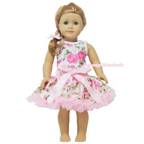 Rose Fusion Tank Top & Light Pink Rose Fusion Pettiskirt American Girl Doll Outfit DO015