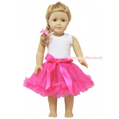 White Tank Top & Hot Pink Pettiskirt American Girl Doll Outfit DO020