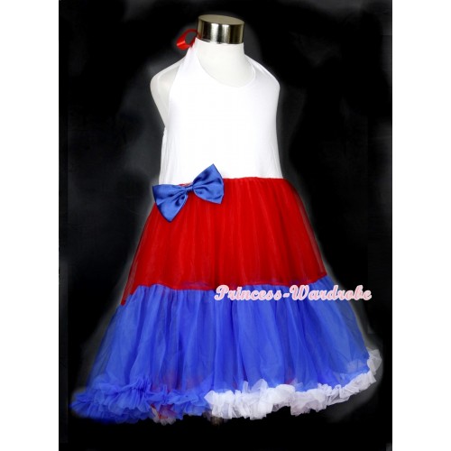 Red White Royal Blue ONE-PIECE Petti Dress with Royal Blue Satin Bow LP22 