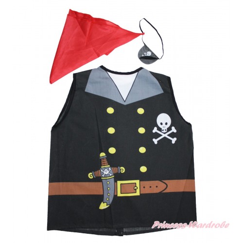 Pirate Top & Eye Mask & Headscarf Party Dress Up Costume Set C347