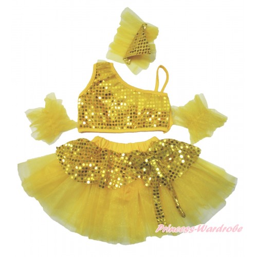 Yeollow Sparkle Sequins Top with Dress Up Dance Pettiskirt Set B271