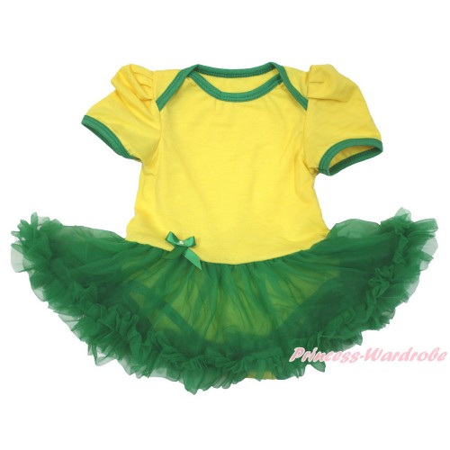 World Cup Brazil Yellow Baby Bodysuit Jumpsuit Kelly Green Pettiskirt JS3370