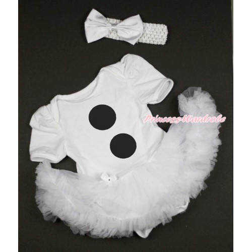 White Baby Bodysuit Jumpsuit White Pettiskirt With Olaf Button Print With White Headband White Silk Bow JS3681