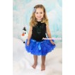 Frozen Black Tank Top with Light Blue Ruffles & Sparkle Goldenrod Bow with Sparkle Crystal Bling Rhinestone Princess Anna Print & Royal Blue Pettiskirt with Anna & Elsa & Kristoff Bow Clip MG1235