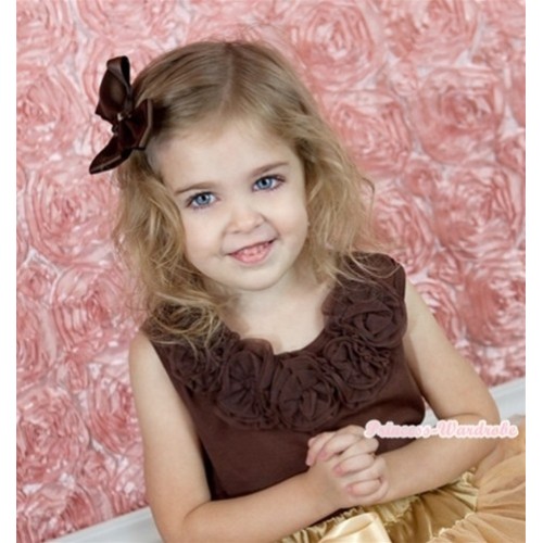 Brown Tank Top with Brown Rosettes T209 