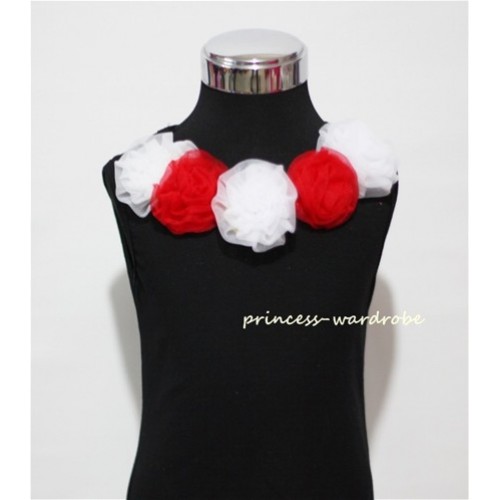 Black Tank Tops with Red White Rosettes TB12 