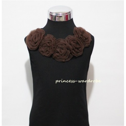 Black Tank Tops with Brown Rosettes TB14 