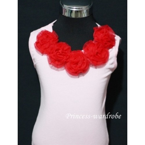 Pink Tank Tops with Red Rosettes TP03 