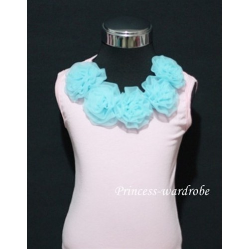 Pink Tank Tops with Light Blue Rosettes TP05 