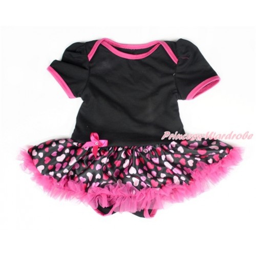 Valentine's Day Black Baby Bodysuit Jumpsuit Hot Light Pink Heart Pettiskirt JS2979 