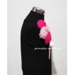 Black Top with Bunch of Hot Light Pink Rosettes and Pink Bow TB50 