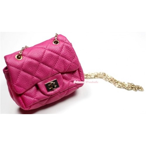 Gold Chain Hot Pink Checked Little Cute Petti Shoulder Bag CB13 