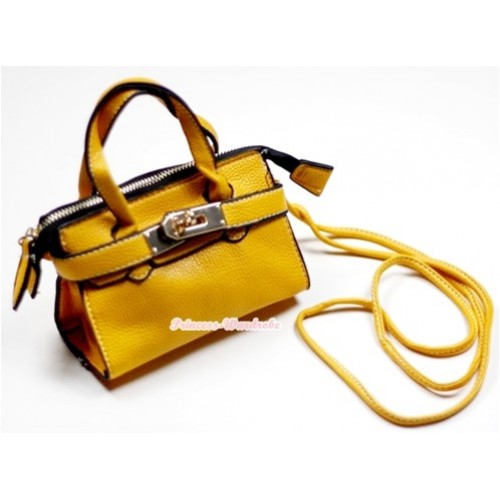 Yellow Leather Little Cute Handbag Petti Bag Purse With Strap CB18 