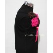 Black Top with Bunch of Brown Pink Rosettes and Hot Pink Bow TB62 