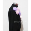 Black Long Sleeve Top with Bunch of Light Purple Pink Rosettes and Pink Bow TB72 
